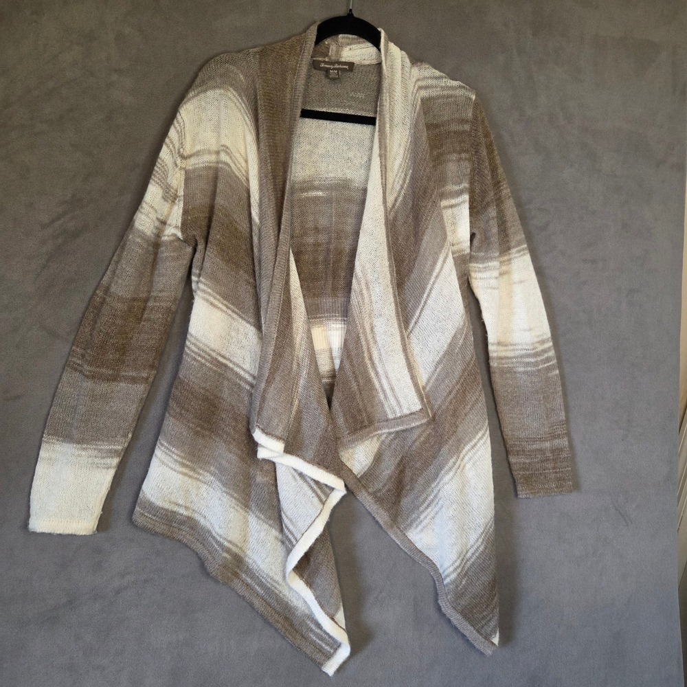 Tommy Bahama Mohair/Wool Blend Cardigan Sweater Women Medium Waterfall Coastal